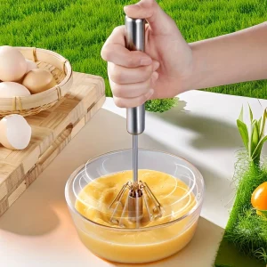 Semi-Automatic Stainless Steel Rotary Hand Whisk & Egg Beater